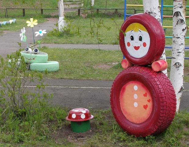 diy upcycled garden reuse painted tires cute faces