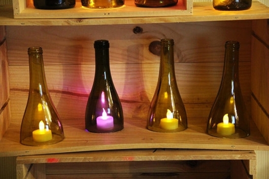 reuse glass bottles home creative led candle inspiring diy wooden shelf ideas