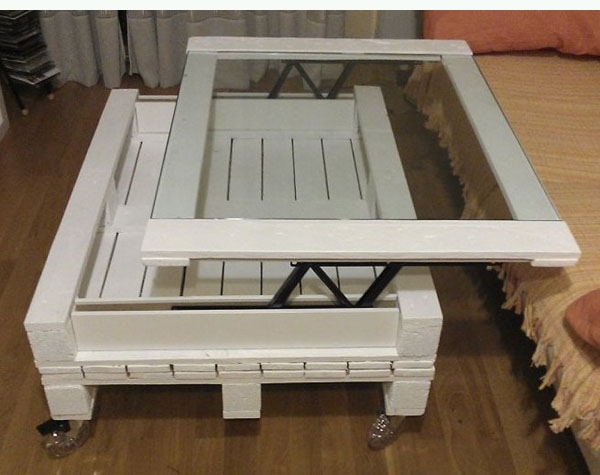 pallet furniture creative diy white table glass top moveable piece