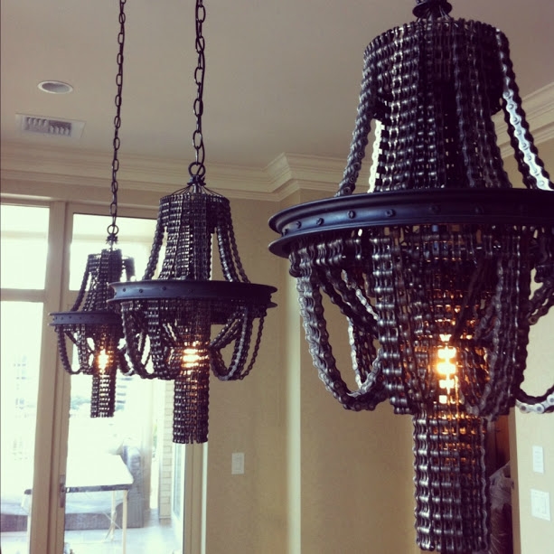 bicycle chain chandeliers dining room hanging lamps