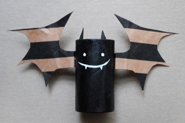 halloween crafts for kids black scary upcycled toilet paper roll bat indoor decoration