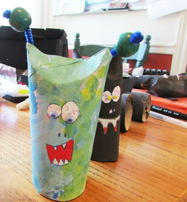 halloween crafts for kids painted toilet paper roll eyes indoor decoration ideas