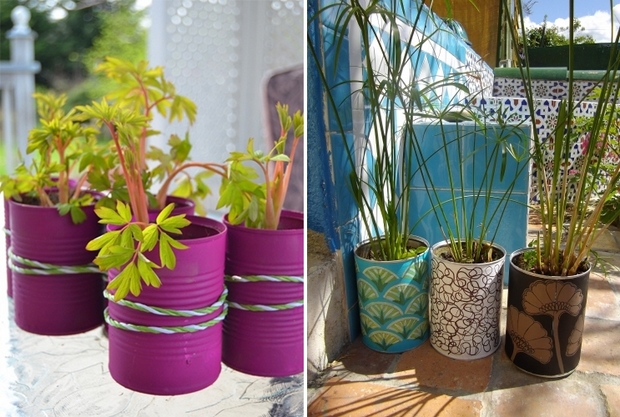 tin can craft ideas upcycled diy backyard flower vases decor