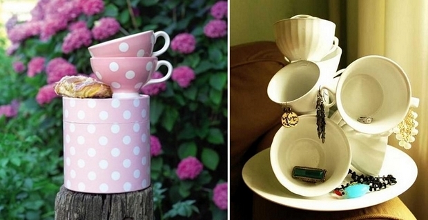 reuse teacups colorful decor diy homemade ideas