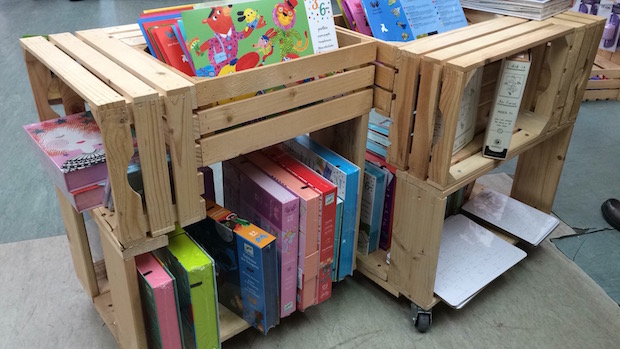 upcycling wood crates book storage home idea for kids