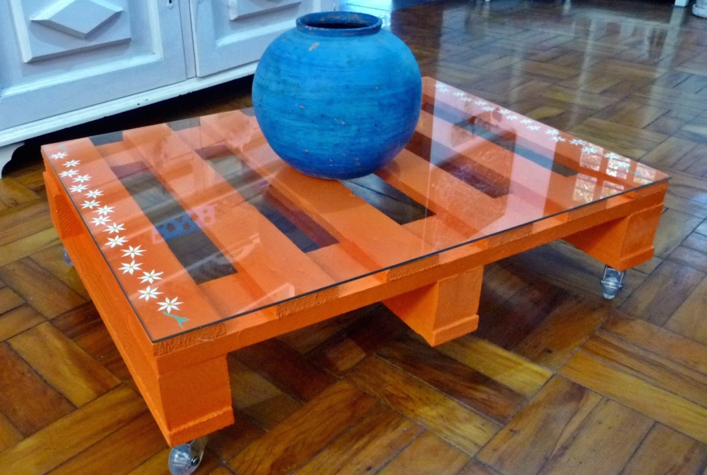 orange coffee pallet table unique design idea blue pot