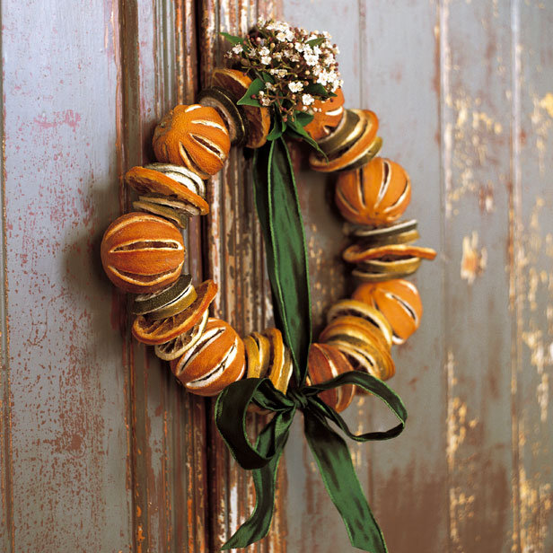creative christmas door wreaths from dried orange peels