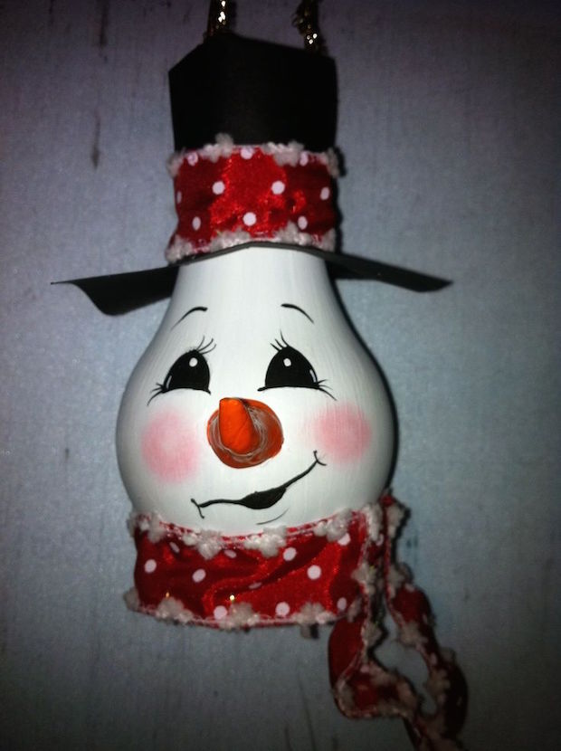 smiling snowman bulb christmas tree ornaments for kids