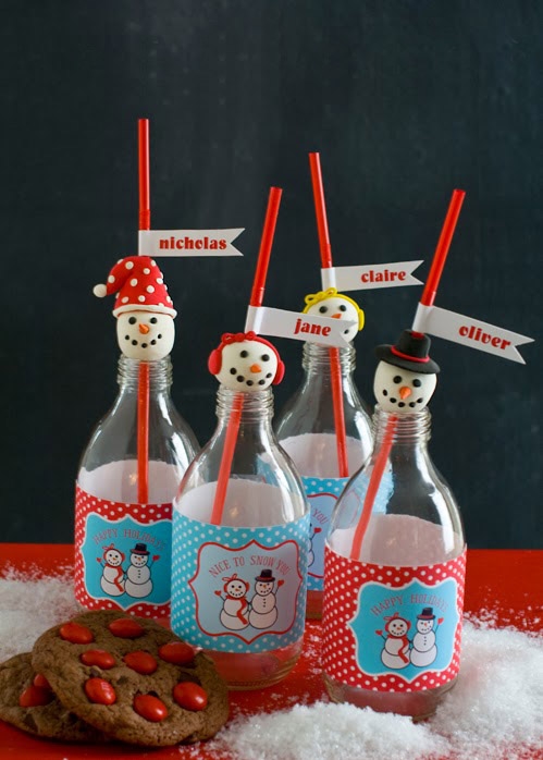 snowman party diy crafts printable sticker labels for used glass bottles and red straws