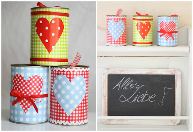 upcycling old tin cans decorated romantic gifts for loved one