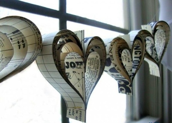 valentines day decorations heart shape paper cutout music notes paper hanging garland decorating ideas