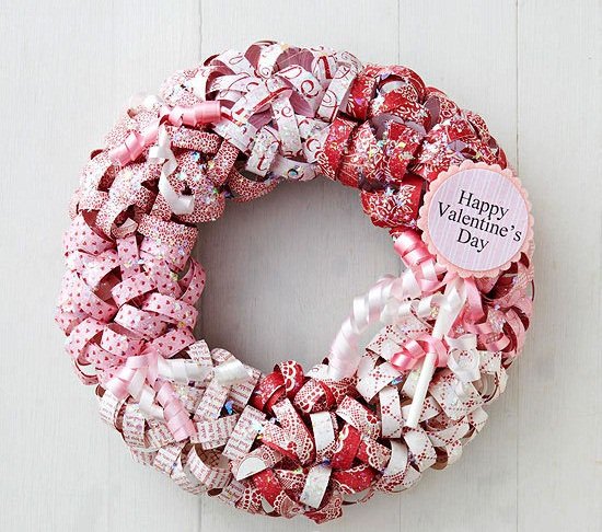 valentines day diy decorations reused gift paper door wreath decor idea