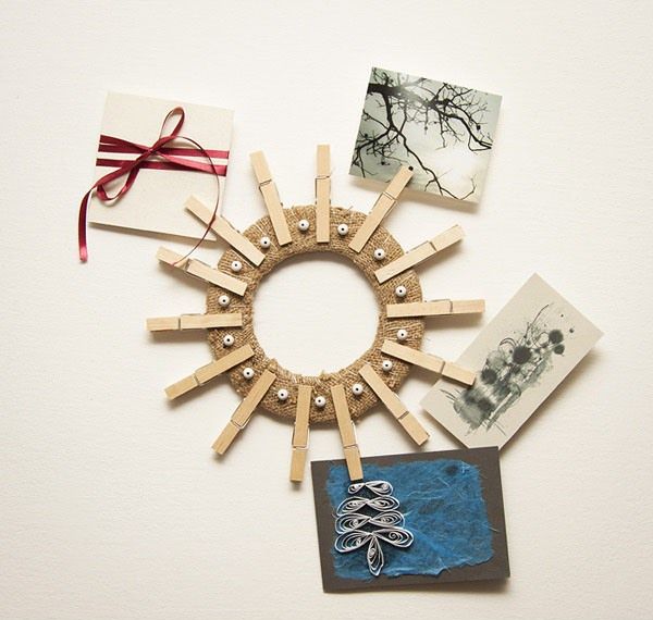 clothespin art diy wreath wall holder greeting card ideas