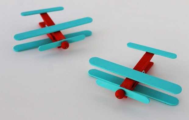 clothespin crafts for kids ideas upcycling ice cream stick coloured plane project