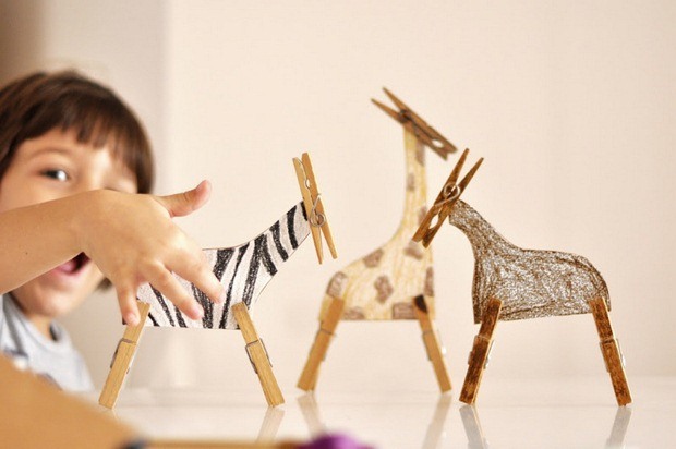 clothespin crafts idea for fun safari with handmade zebra african diy animals