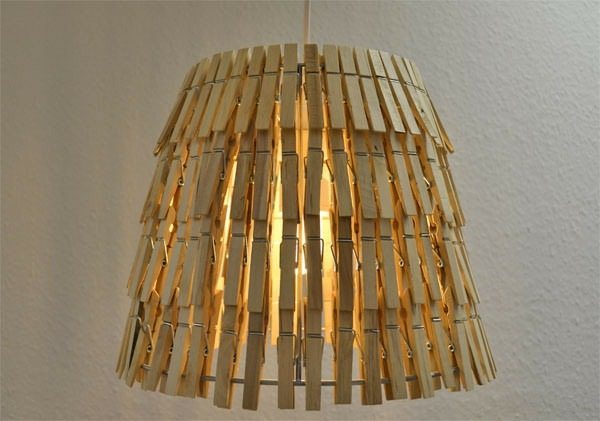 reused old clothespin indoor art diy lamp decoration