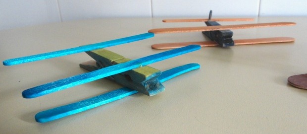 clothespin plane made from ice cream sticks recycling children project
