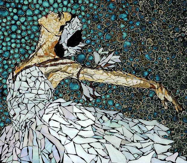 reuse egg shell mosaic art ballet dancer creative painting