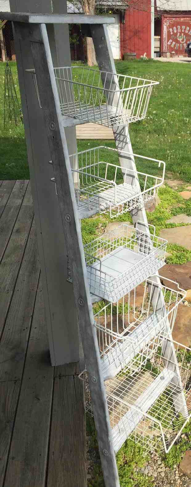 upcycled ladder shelves creative garden diy patio project idea