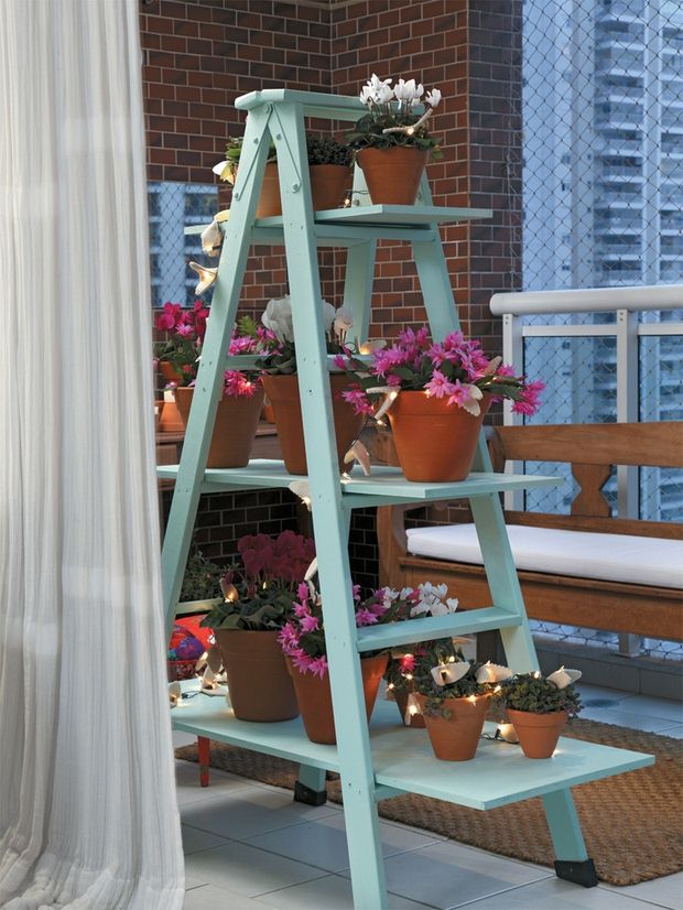 upcycled ladder shelves diy plant stands exterior decorating ideas