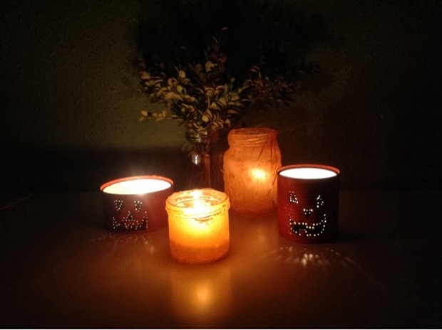 halloween crafts luminaries from old tin cans and jars creepy decoration ideas