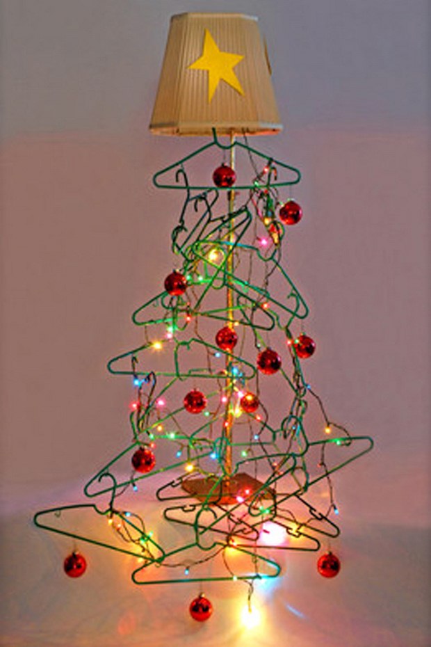 alternative christmas tree clothes handers star top festive lights decoration