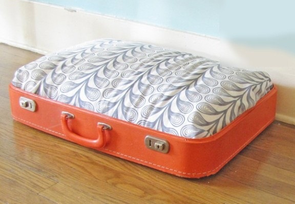reuse old suitcase cat bed diy furniture idea
