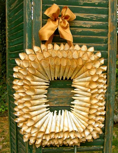 book page christmas ornaments diy rolled paper wreath golden ribbon hanging wooden green door