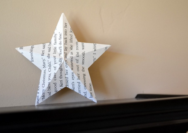 book page christmas ornament recycled white paper star decorating ideas