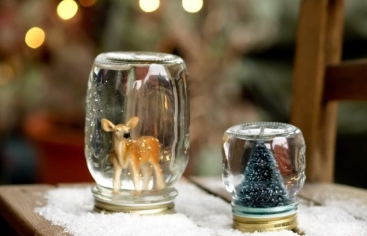 glass jar christmas crafts snowglobes decorative deer snow xmas tree