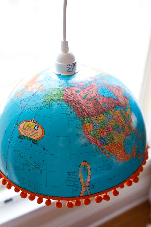 repurposed upcycled world globe creative diy pendant lights decoration