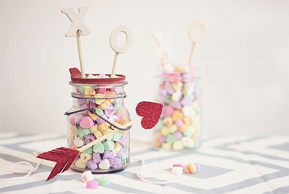 valentine's day crafts gift idea glass jar filled candy love arrow