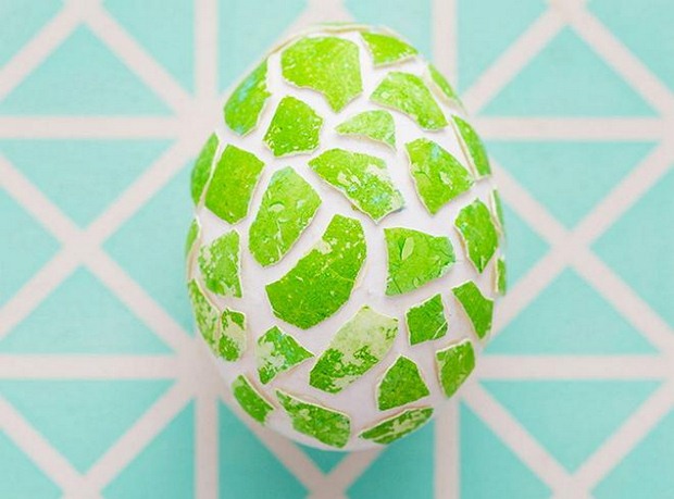 easter egg decorating ideas mosaic crafts green eggshell project
