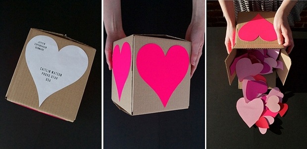 valentine day gift for him cardboard present box paper hearts recycled idea