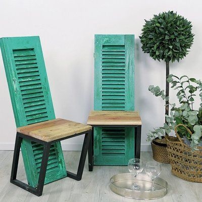 repurposed old wooden doors green painted wooden window chairs amazing diy project