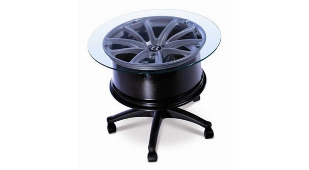 reuse car rims painted black finish glass top tire rim coffee table creative idea