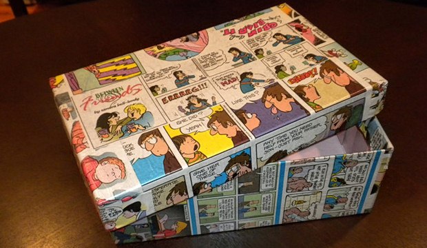 reuse shoeboxes decorated comic cover paper creative kids entertaining idea