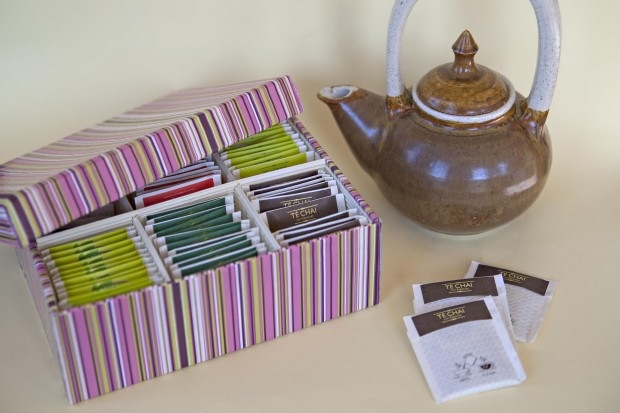 reuse shoebox tea organizer pink zen teapot creative diy craft idea