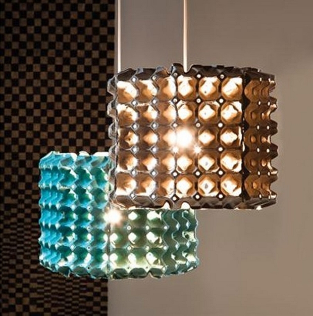 Easter egg carton craft ideas reuse homemade hanging lamp light effects