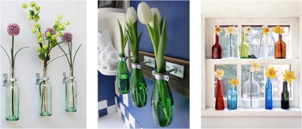 reuse glass bottles bathroom flower wall decoration tulip inspiring ideas