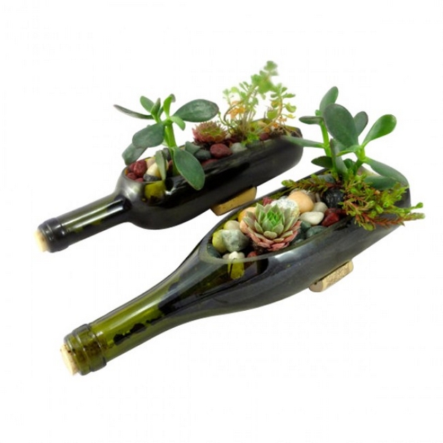 reuse glass bottles flower succulent mini garden planter diy decoration ideas