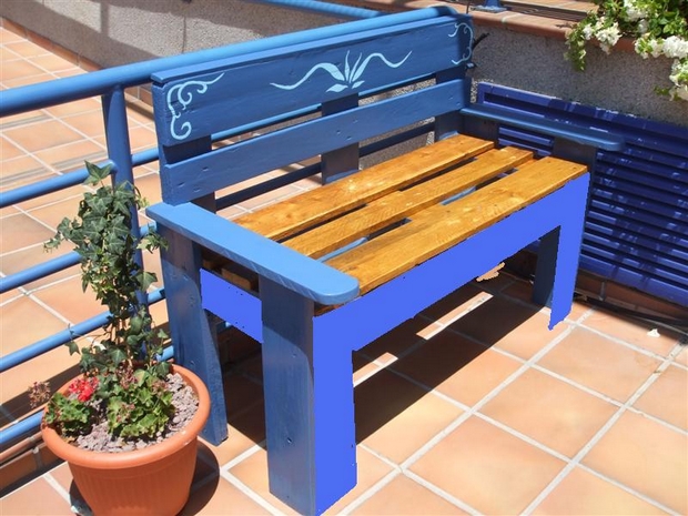outdoor pallet furniture ideas creative blue painted bench