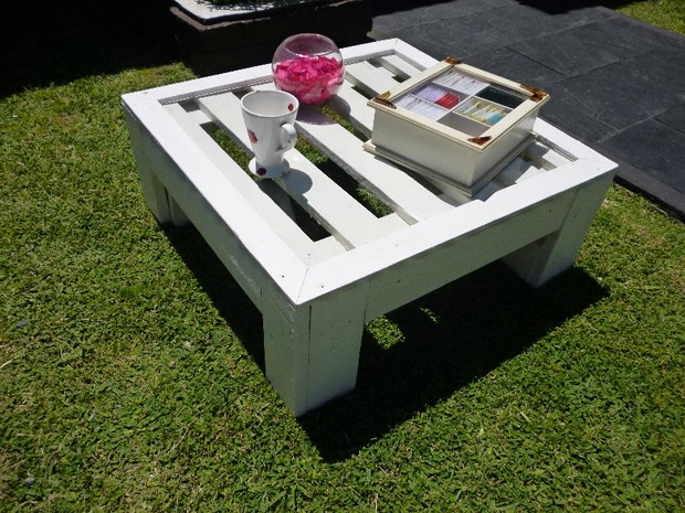 reuse diy shipping pallet white decorated garden table