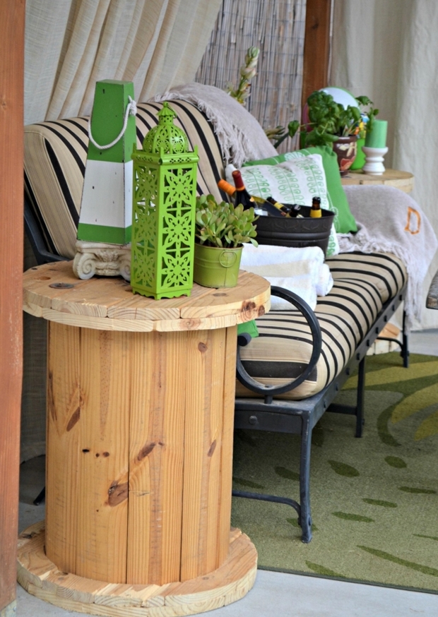 wooden cable spool table creative sofa ideas diy terrace decoration