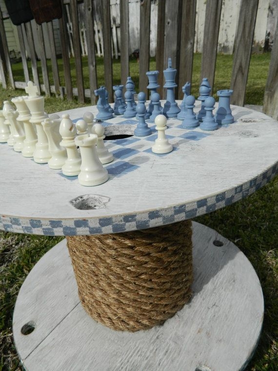 wooden rope spool table chess ideas upcycled decoration