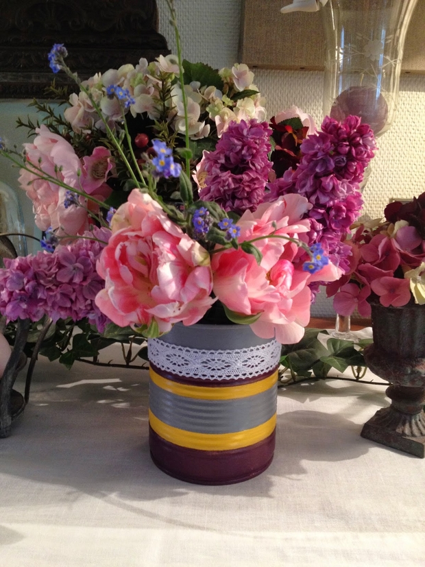 colorful painted diy tin can craft ideas home flower decor