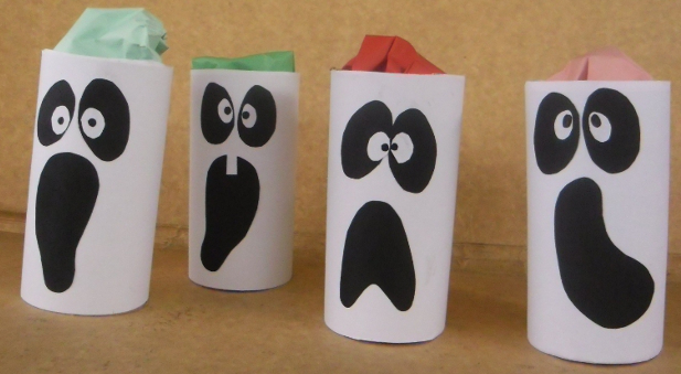halloween crafts for kids repurposed toilet paper roll ghost decoration ideas