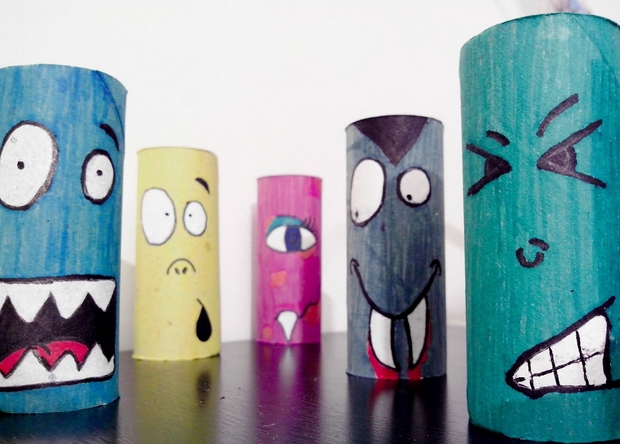 halloween crafts for kids upcycled colorful toilet paper rolls home decoration ideas