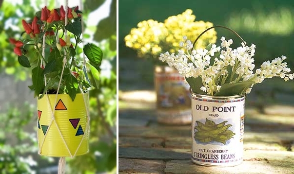 painted tin can flower vases ideas diy decor garden