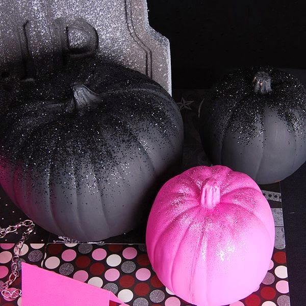 black pink creative art halloween decoration pumpkin homemade project